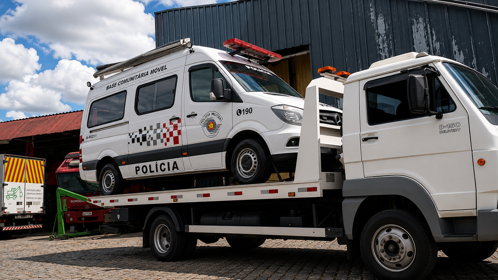 Remoção especial de viatura policial em plataforma